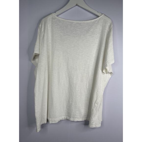 Talbots Womens Sz 3x White 100% Cotton Short Sleeve Slub One Pocket T-Shirt - Picture 5 of 9